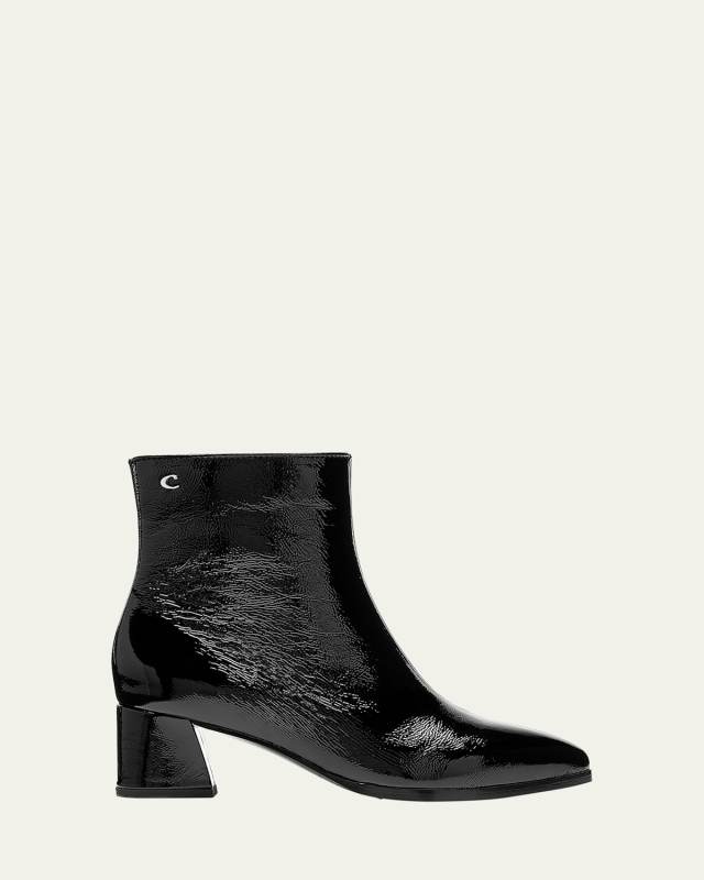 Ann Leather Zip Ankle Booties